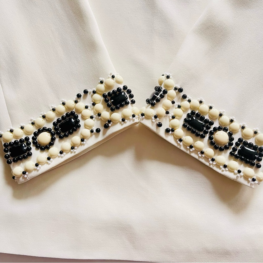 TORY BURCH Ivory Heavily Beaded Tunic Top sz 6 - Picture 9 of 13